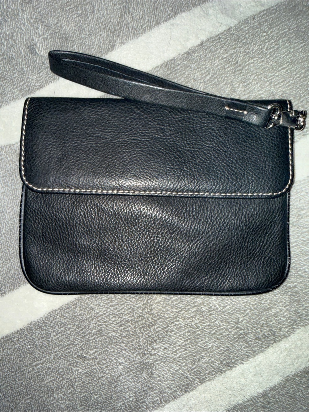 Genuine Leather black Wristlet Clutch